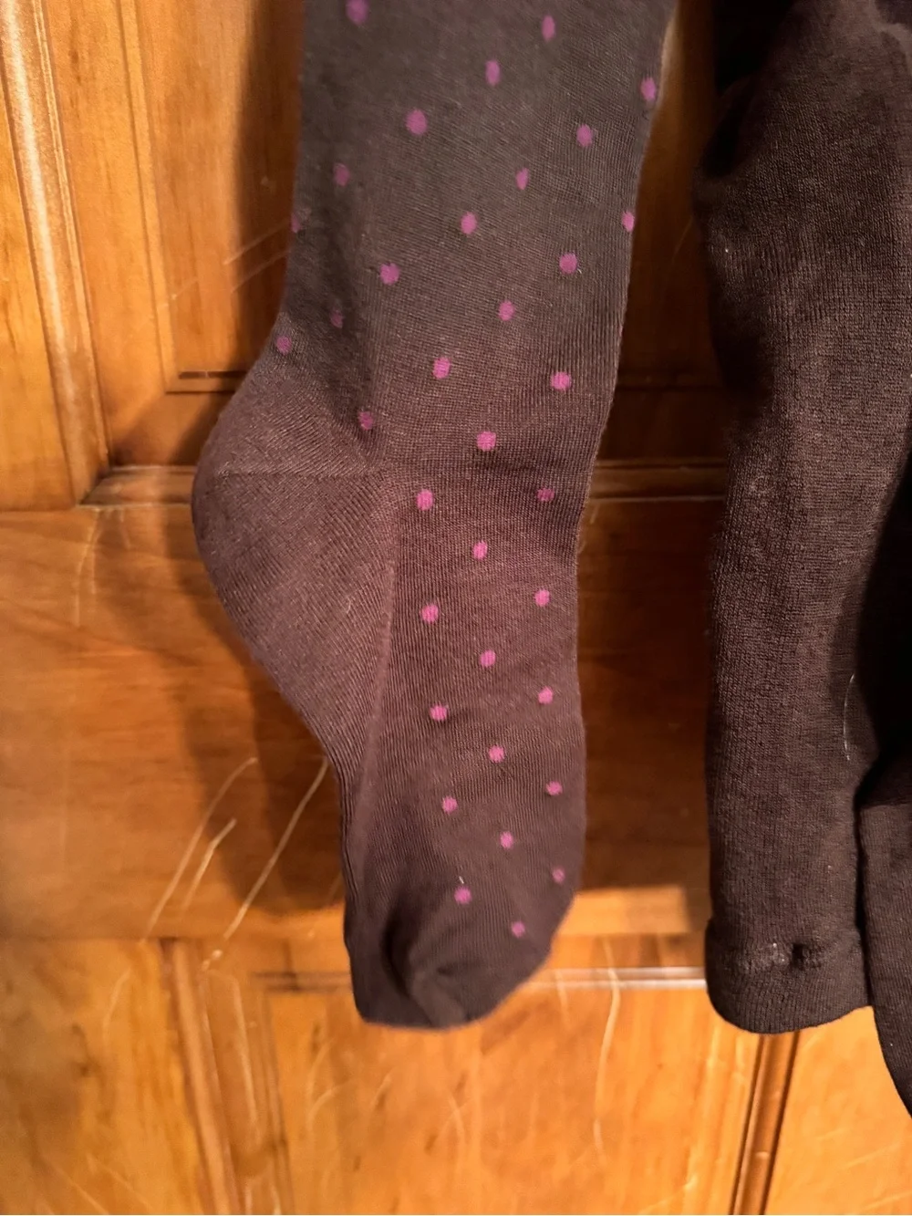 Brown with pink poke dots tights